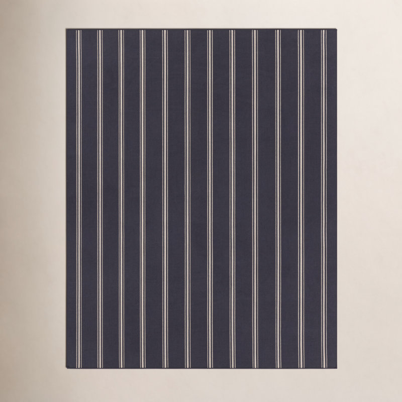 Striped Area Rug in Navy/Ivory, Rectangle 9' x 12'