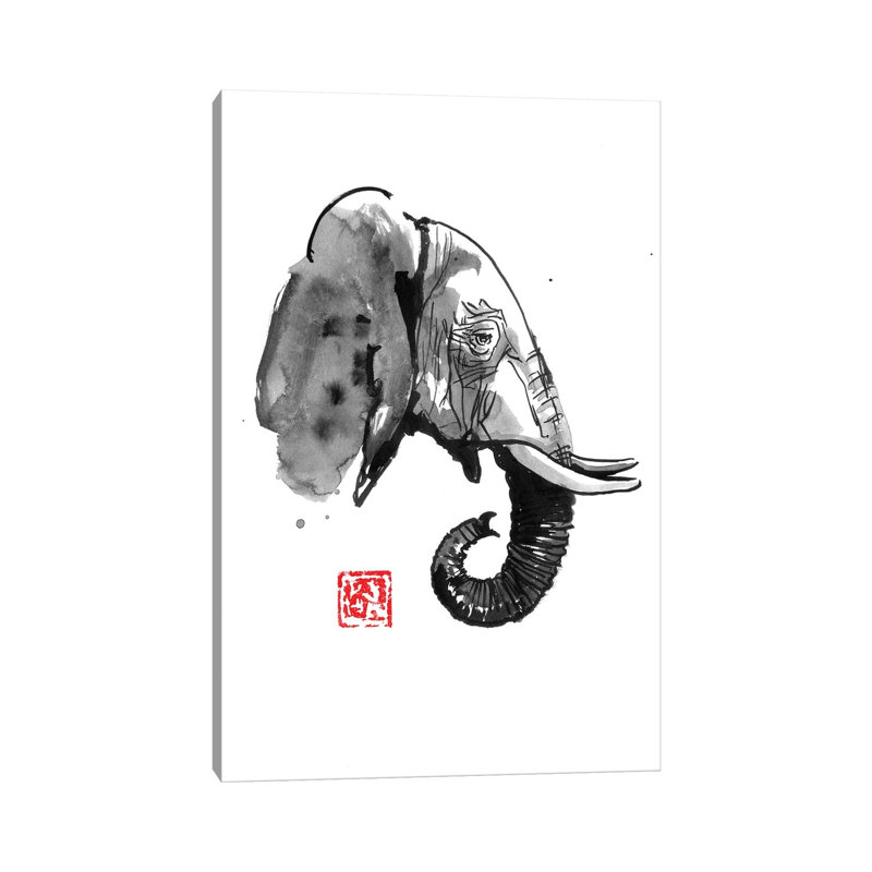 Elephant Profile by Péchane - Painting on Canvas, 101.6 cm H x 66.04 cm W x 1.91 cm D, Wrapped Canvas