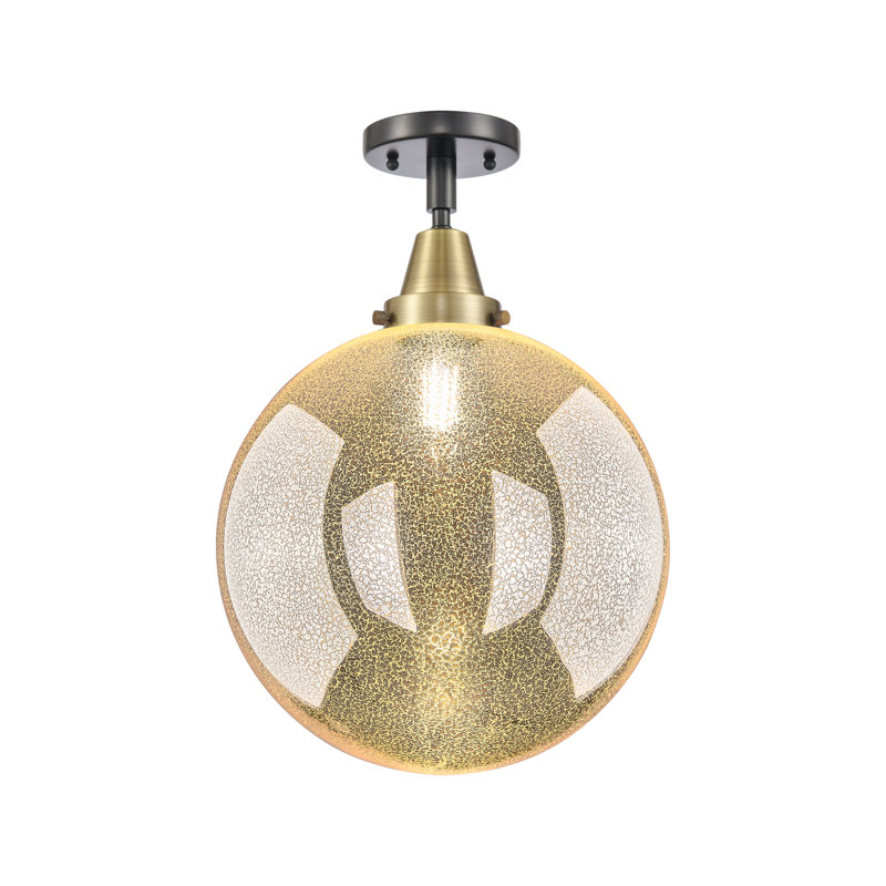 Caden Beacon 1 Light Flush Mount, Black/Antique Brass
