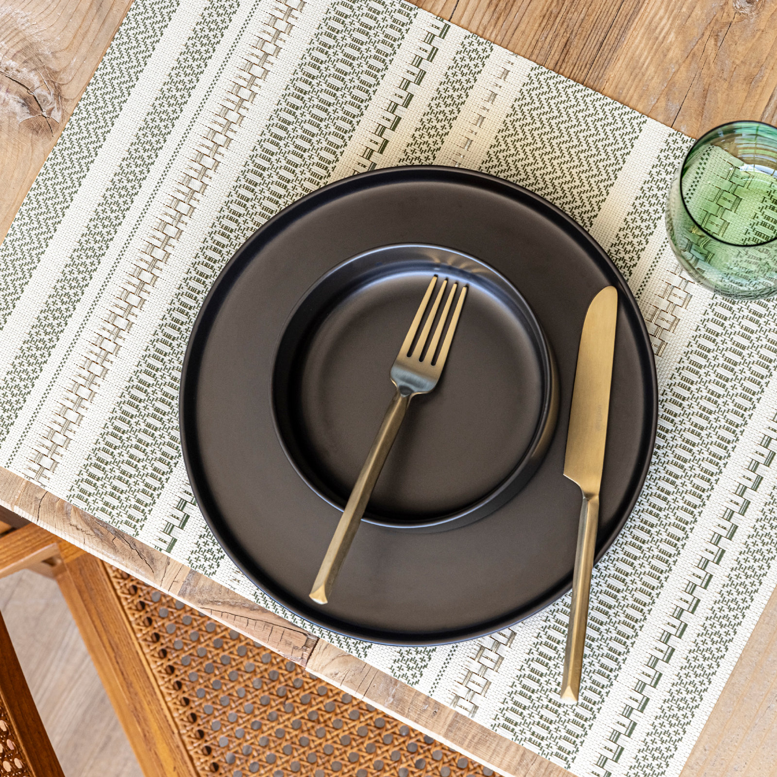Reversible Striped Placemat, Green