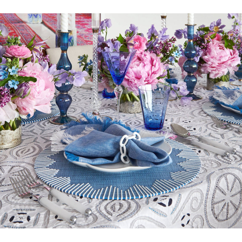 Chambray Fringe Napkin, Blue