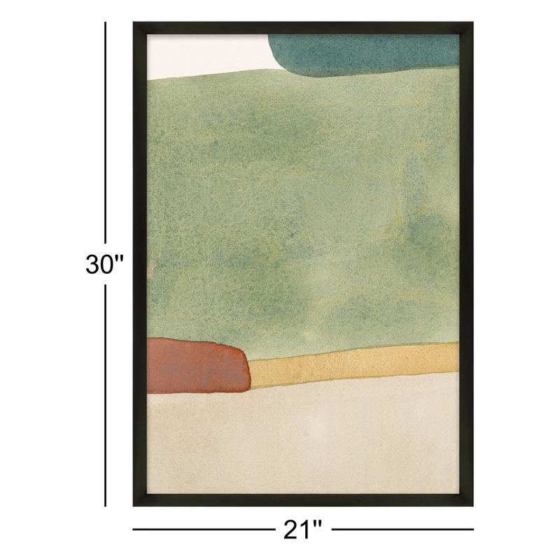 Distant Green Painting by Julia Balfour, 21" W x 30" H, Black Framed
