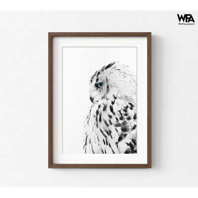 Reproduction d'un hibou blanc, photographie d'un hibou des neiges, photographie d'oiseaux encadrés, photo d'oiseaux en noir et blanc, art mural surdimensionné, photographie d'oiseaux d'hiver