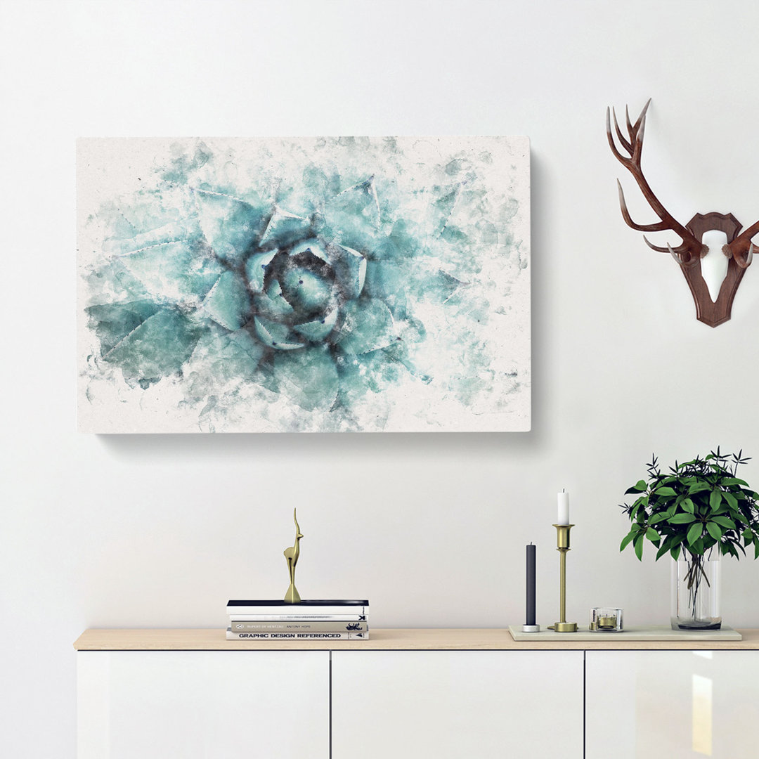 Centre Of A Green Succulent Plant - Wrapped Canvas