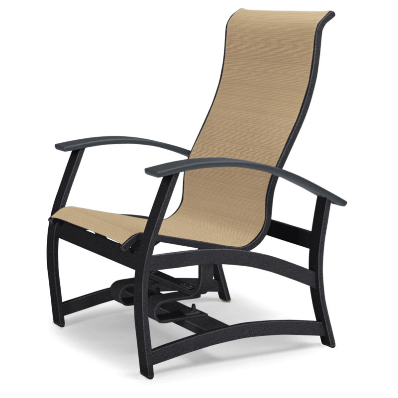 Askar Swivel Powder Coated Aluminum Outdoor Lounge Chair, Classic Graphite P30, Titanium Sunbrella®, Textured Black