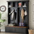 Farmhouse 4-In-1 Hall Tree With Wood Grain Bench, Mudroom Organizer, 2 Large Drawers, And 6 Hooks, Black, 55.9/-1229211754