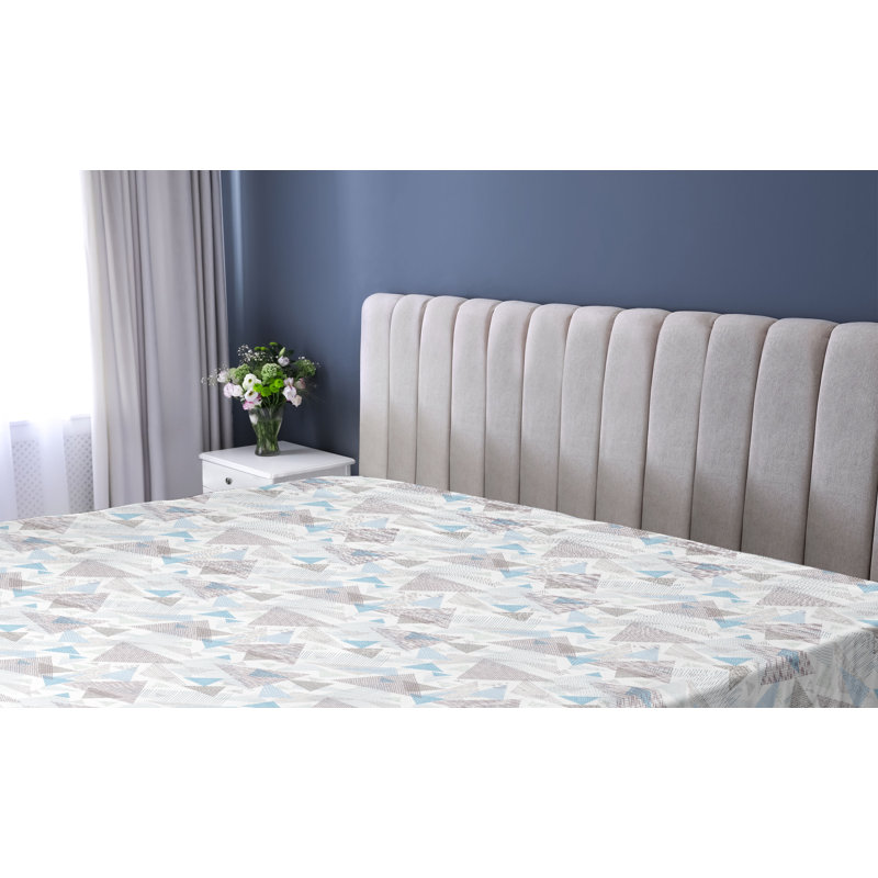 Drap-housse Ambesonne, Drap-housse simple TG, Brun, bleu pâle, blanc / géométrique