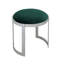 Tabouret de coiffeuse en métal Nouri - table basse avec repose-pieds en velours Orion - tabouret d'appoint rond moderne - argent avec tabouret en velours vert-891611404-891611406