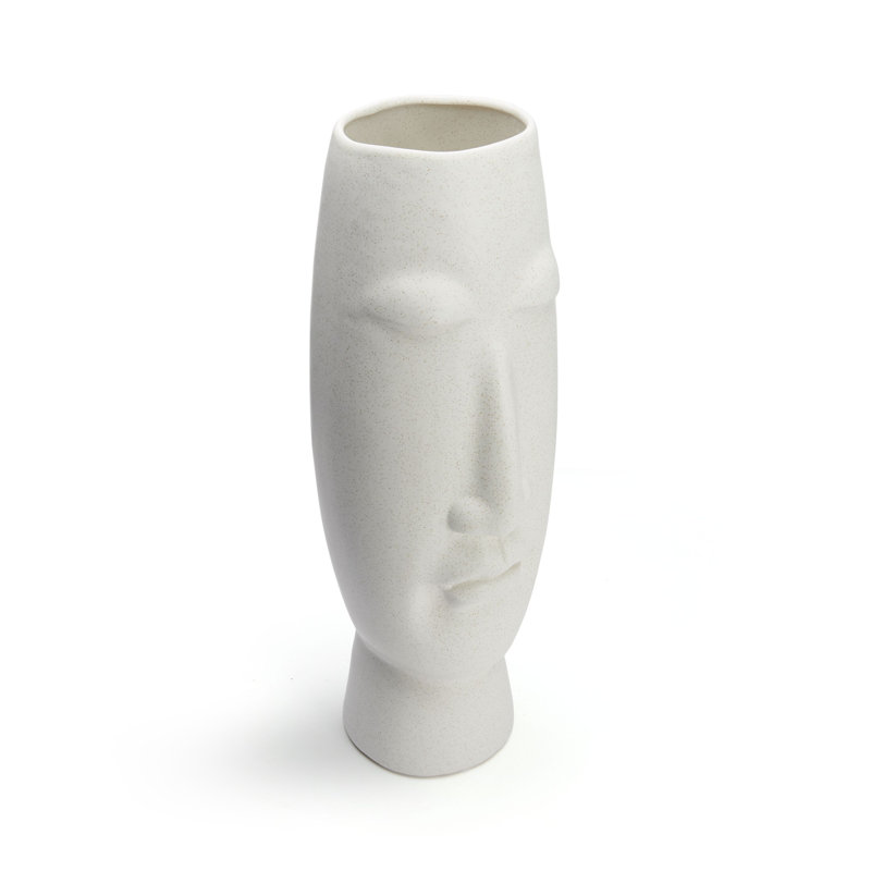 Ceramic Face Table Vase, White