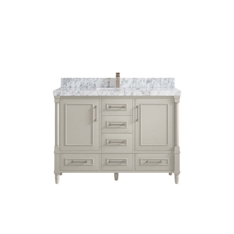 Meuble-lavabo simple avec comptoir 48 po Aberdeen, Marbre de Carrare