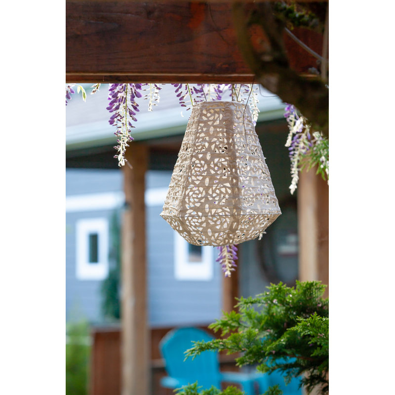 11'' Pearl Tyvek Solar Powered Outdoor Lantern