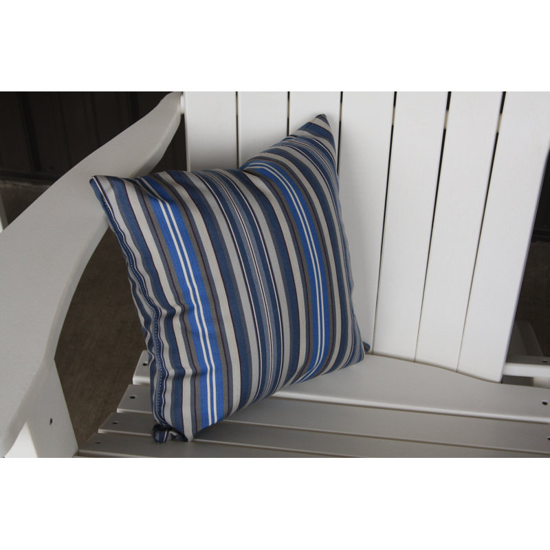 Sundown Outdoor Square Pillow Cover & Insert, 15" H x 15" W, Blue Stripe