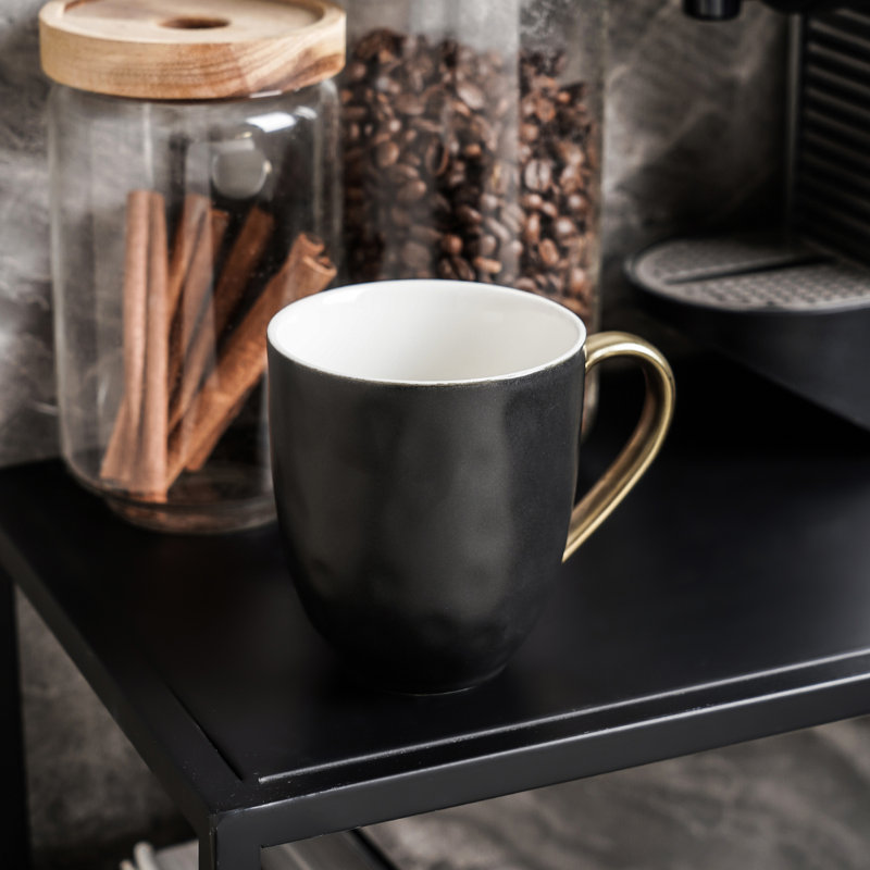 Stone Lain Florian 4-Piece Mug Set Porcelain, Black