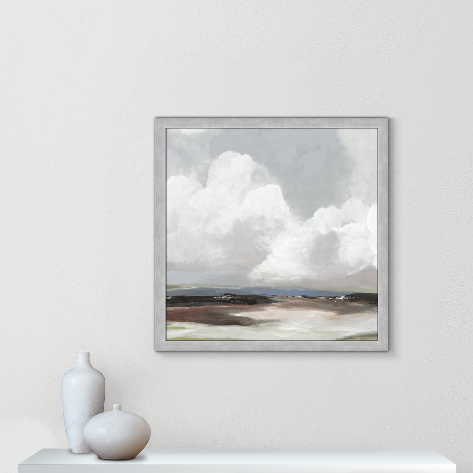 Avron "Morning Air" Painting, 28.5" H x 28.5" W x 1.12" D, Matte Silver Framed