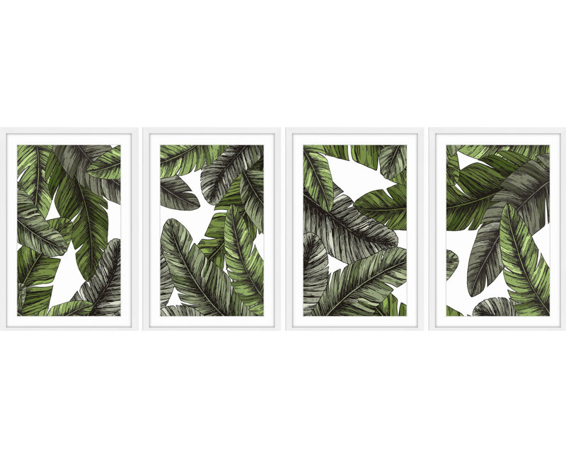 Charleston Quadriptyque, reproduction encadrée, H 45 po x l 30 po x L 1,5 po, Blanc