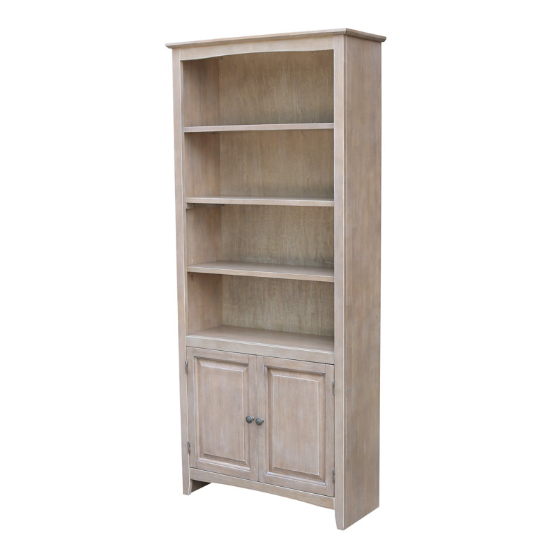 Dufrene Storage Bookcase, Washed Gray Taupe, (6 Shelves) 72" H x 32" W x 12" D