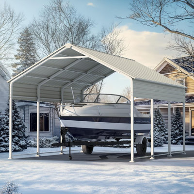 Quictent Heavy Duty 10x16 FT Vertical Roof Metal Carport, Pre-Drilled All Weather Storage Car Shelter for Tractor, Vehicles & Farm Equipment