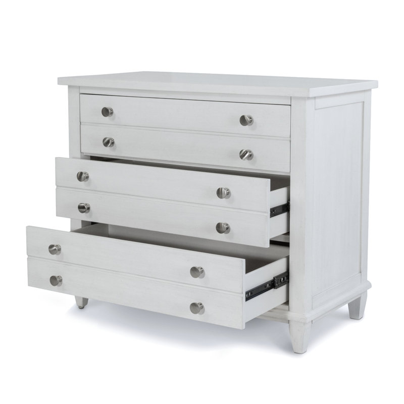 Point Breeze - 3 Drawer Bachelor's Chest - Fresh White with Soft Grey Glaze Finish