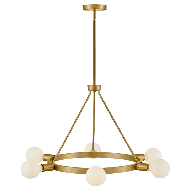 Chianti 6 - Light Wagon Wheel Chandelier, Lacquered Brass