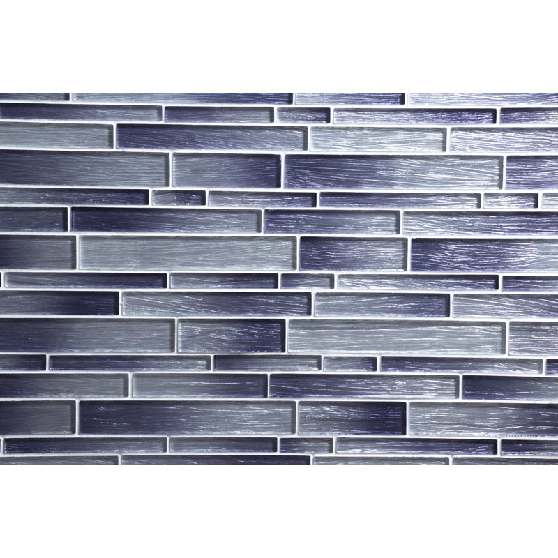 Carrelage mosaïque en verre de taille aléatoire, Argenté / mauve