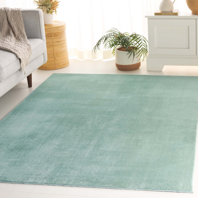 Faux Rabbit Fur Performance Machine Washable Solid Color Rug, Rectangle 5' x 7'