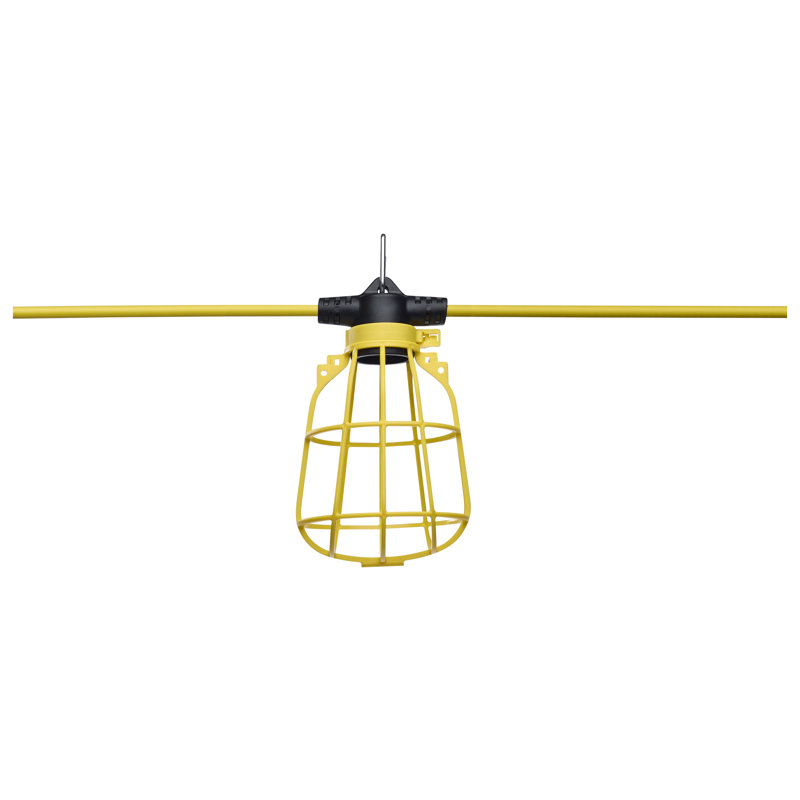 100 Foot Temporary String Light E26 Plastic Cages Lamps not included, 8.27" H x 600" W x 4.8" D