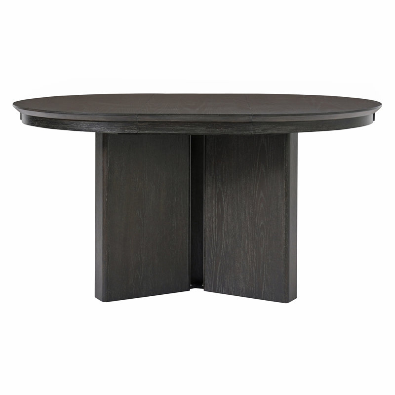 Table de salle à manger ovale extensible, table de cuisine de ferme moderne avec base piédestal et patins réglables, Espresso