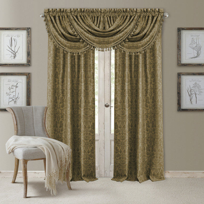 Alicia Blackout Single Curtain Panel, 52" W x 95" L, Antique Gold