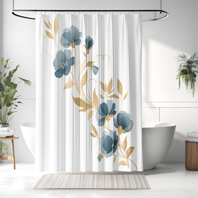 Rideau de douche avec tapis de bain