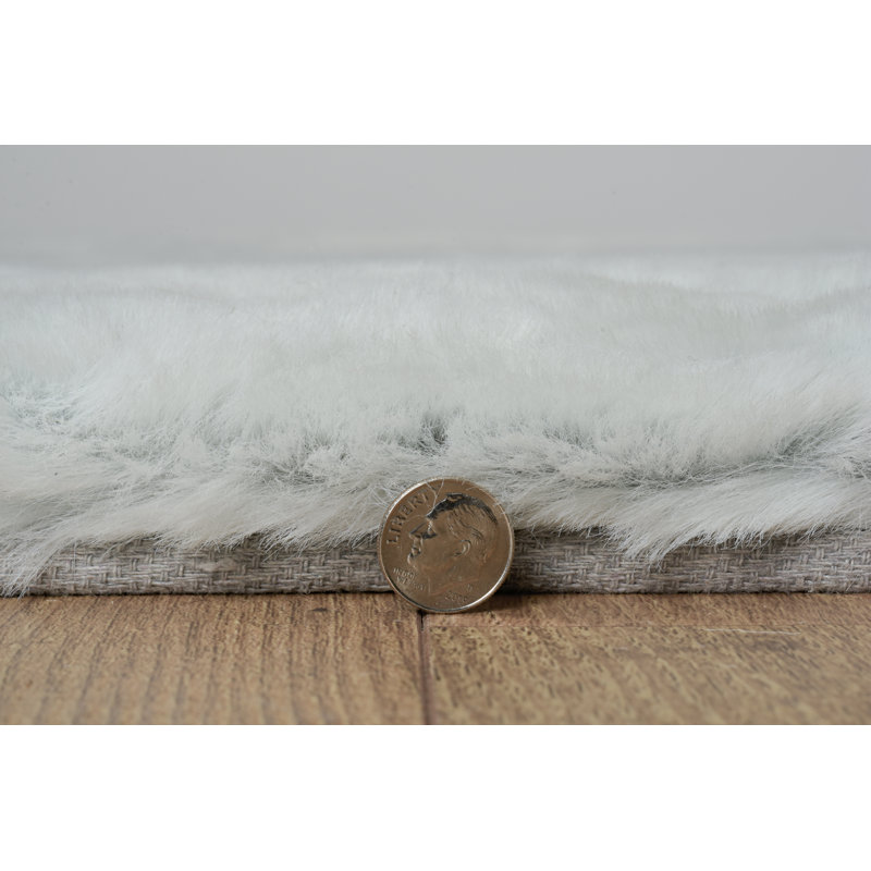 Mercer41 Jalissia Faux Rabbit Fur Hand Tufted Solid Color Rug | Wayfair