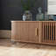 Meuble télé Mid-Century moderne à porte tambour, entièrement assemblé-114660529-114660530