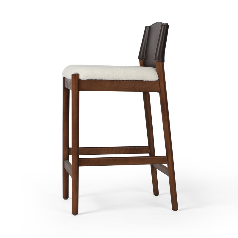 Lulu Upholstered Stool with Solid Wood Frame, Counter Stool (26” Seat Height), Umber