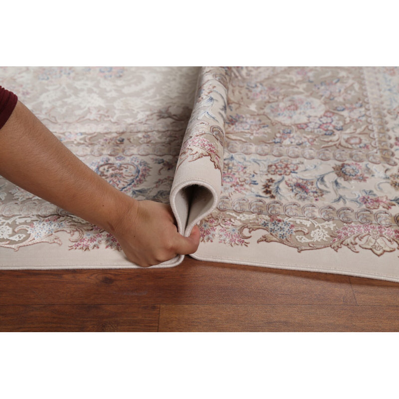 Tapis turc traditionnel ivoire de style victorien 7 x 10