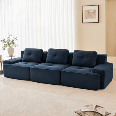 Corduroy 3-Seater sofa with soft cushion and 3 pillows
