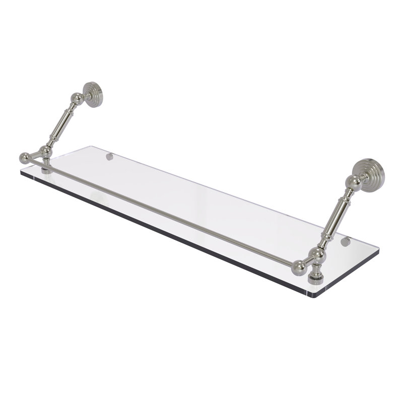 Tablette flottante avec barre de galerie hertzler, Nickel satiné, H 7,3 po x l 30 po x P 8,6 po