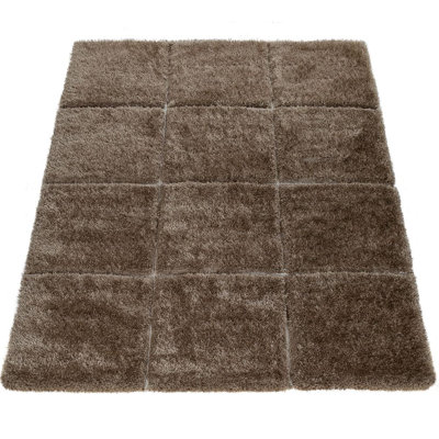 Tapis zone beige poils longs Hank