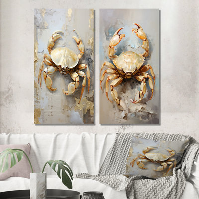 Minimalisme crabe, ensemble de 2 reproductions d'art mural en métal crabe