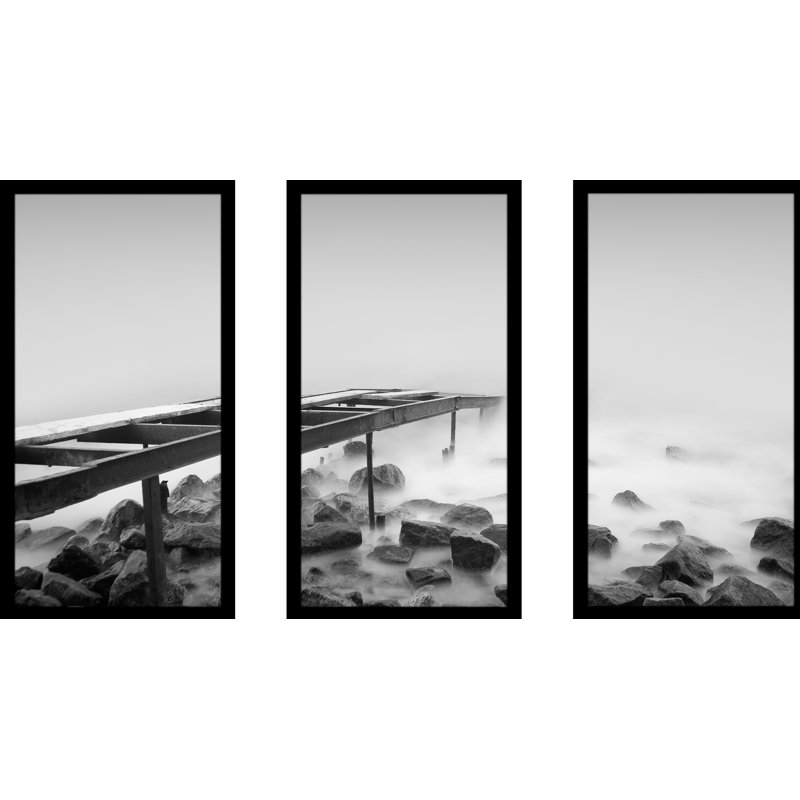 « b&w ocean 1 », ensemble de 3 reproductions de photos encadrées, H 25,5 po x l 40,5 po x P 1 po