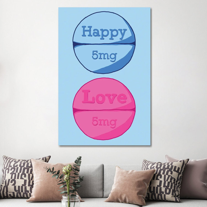 Happy Love Pill by Jaymie Metz - Wrapped Canvas Print, 152.5 cm H x 101.5 cm W
