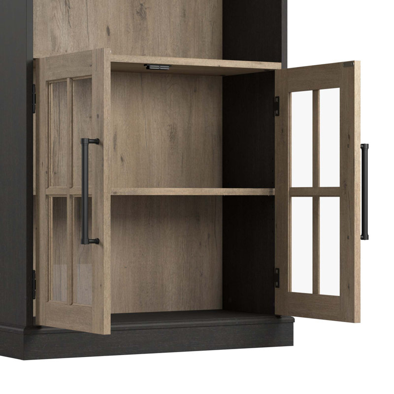 Bibliothèque standard H 72 "x l 31" Arkyn, Noir rétro / noyer brun clair restauré