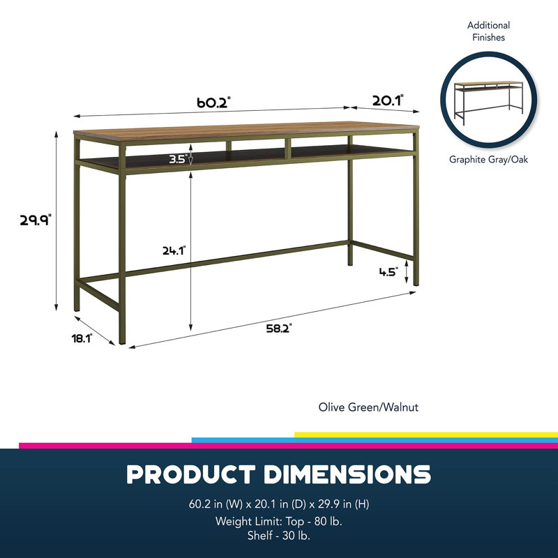 Giamanco Computer Desk, Oak, Gray