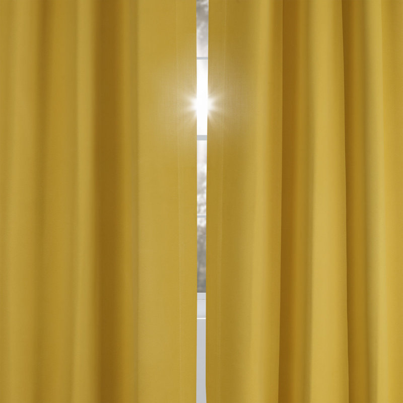 Betria 50" W Polyester Room Darkening Single Panel Curtain, Midsummer Gold, 50" W x 96" L