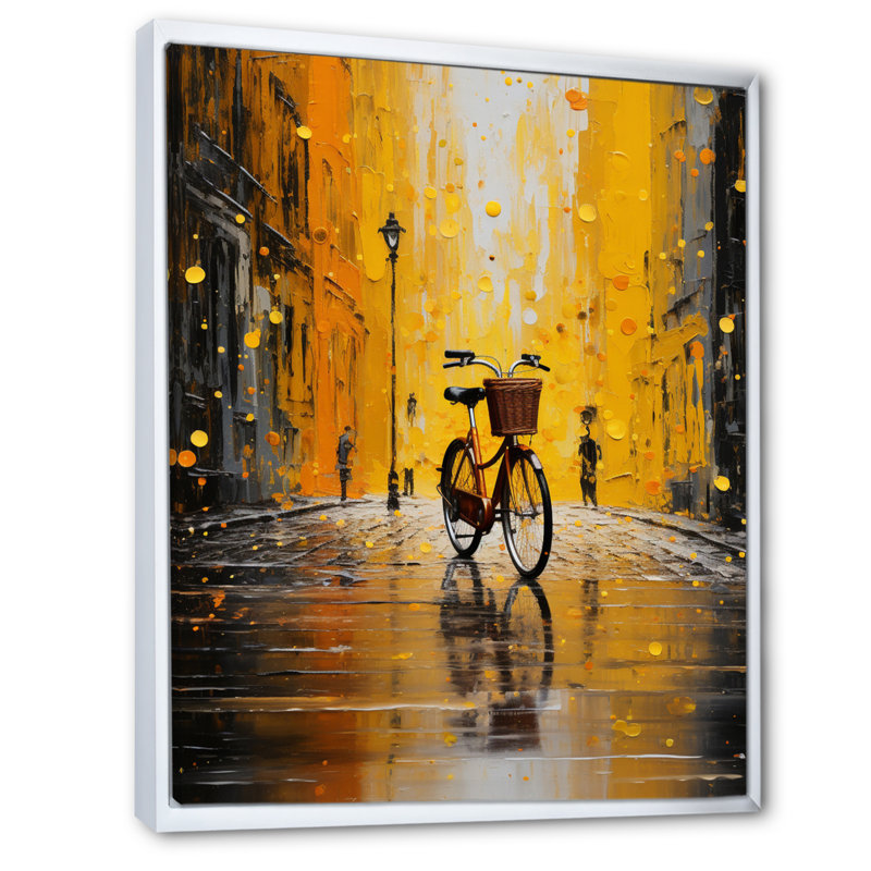 Bicycle Urban Rhythm Pointillism, reproduction d'art sur toile, H 20 po x l 12 po x P 1 po, Cadre flottant blanc