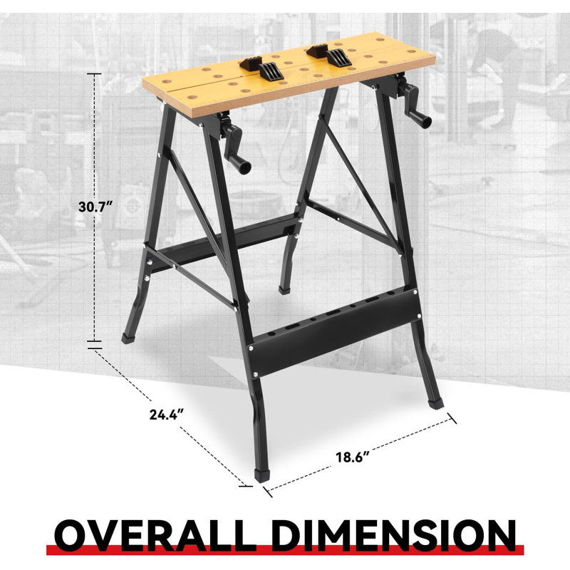 Foldable Work Bench with Adjustable Clamps and Top for DIY Project