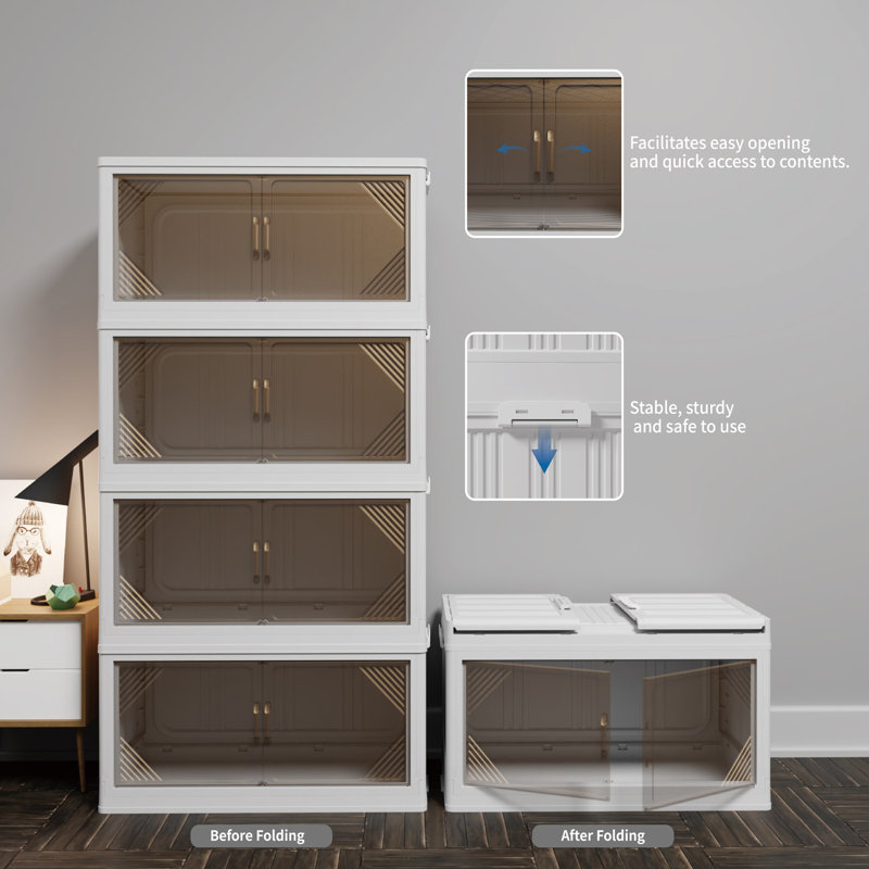 4 Pack Stackable Folding Storage Closet with Lid
