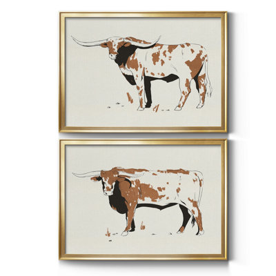 Terre Cotta Steer II - ensemble de 2 peintures encadrées