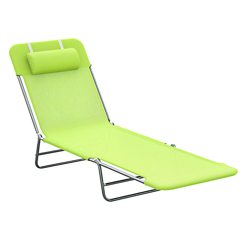 Sun Lounger Folding Chaise Lounge Pool Chair, Green