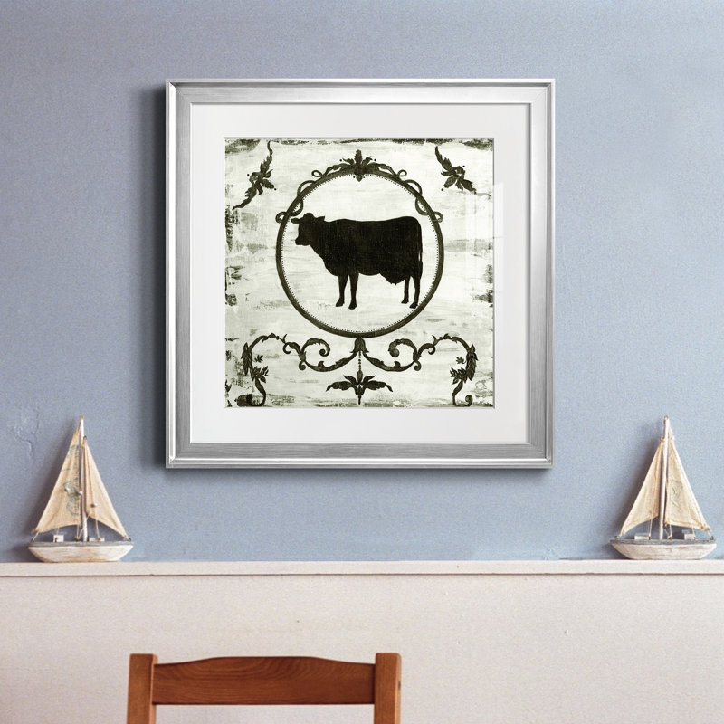 Vache Berkshire - cadre photo, H 22,5 po x l 22,5 po x P 1,5 po, Papier avec cadre argenté