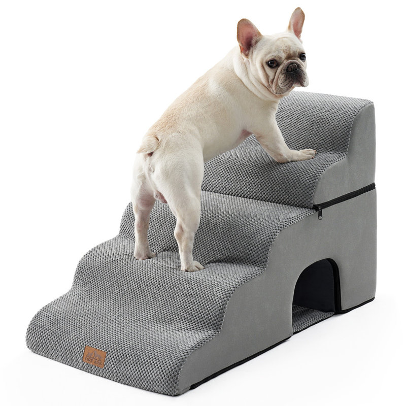 Escalier pour chien pliable à 5 niveaux avec escalier pour chien, Gris