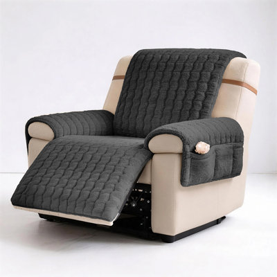 Luxury Sherpa Plush T-Cushion Recliner Slipcover Thick Soft Non Slip Sofa Protector